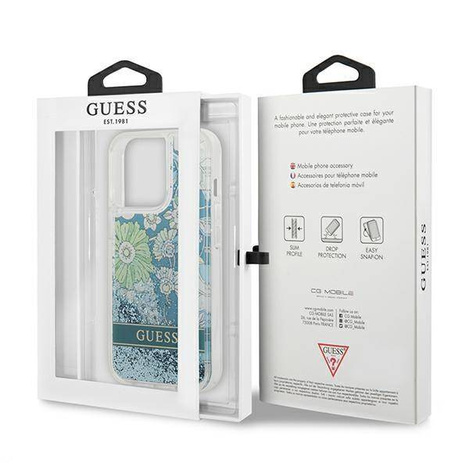 Guess GUHCP13LLFLSN iPhone 13 Pro / 13 6.1 &quot;grün / grünes Hardcase Flower Liquid Glitter