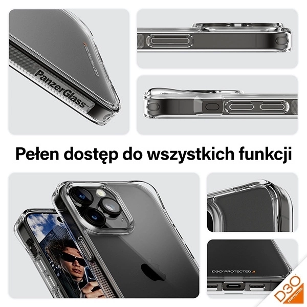 PanzerGlass HardCase mit D3O- und Military-Grade-Zertifizierung für iPhone 15 Pro Max – transparent