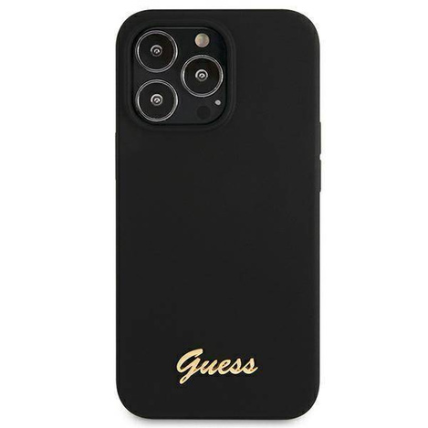 Guess GUHMP13XLSLMGBK iPhone 13 Pro Max 6,7" black/czarny hardcase Silicone Script Gold Logo