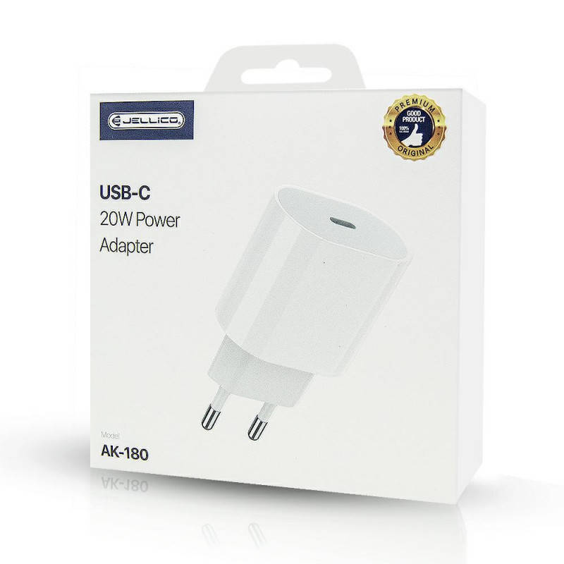 Ładowarka Sieciowa 20W PD USB-C Jellico AK180 biała