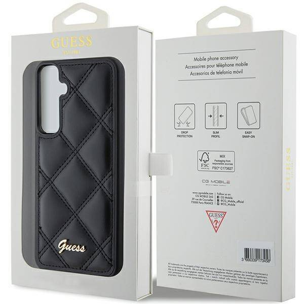 Guess nakładka do Samsung S23 FE GUHCS23FEPSQSQSK GUESS HC PU QUILTED METAL LOGO czarna