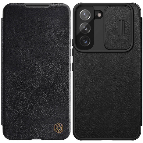 Nillkin Qin Leather Pro Case etui do Samsung Galaxy S22+ (S22 Plus) osłona na aparat kabura pokrowiec obudowa z klapką czarny