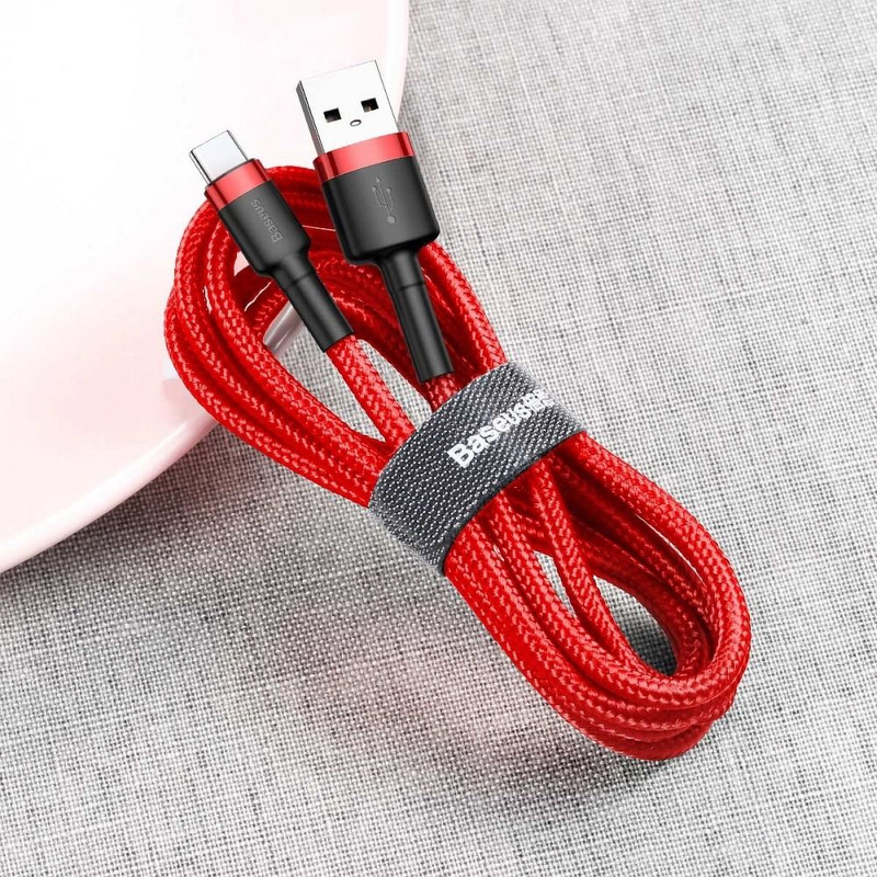 Baseus Cafule Cable - Kabel do ładowania i transmisji danych USB do USB-C 2 A, 2 m (czerwony)
