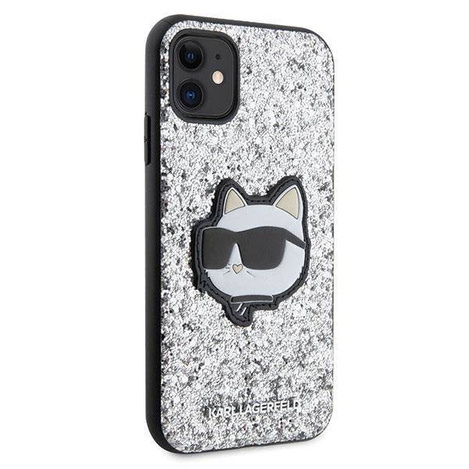 Karl Lagerfeld KLHCN61G2CPS iPhone 11 / Xr 6,1" Silber/Silber Hardcase Glitter Choupette Patch
