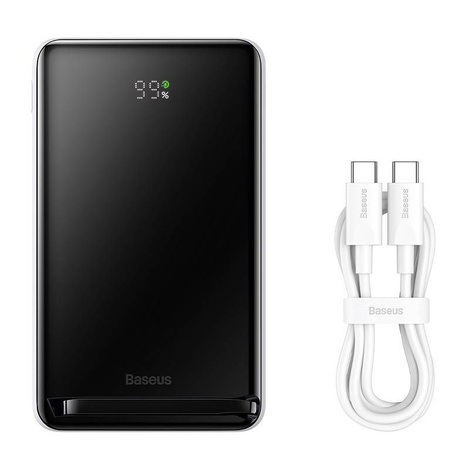 Baseus Magnetic Bracket Powerbank mit MagSafe Wireless Charging 10000mAh 20W Overseas Edition weiß (PPCX000202) + USB Type C Baseus Xiaobai Series 60W 0.5m