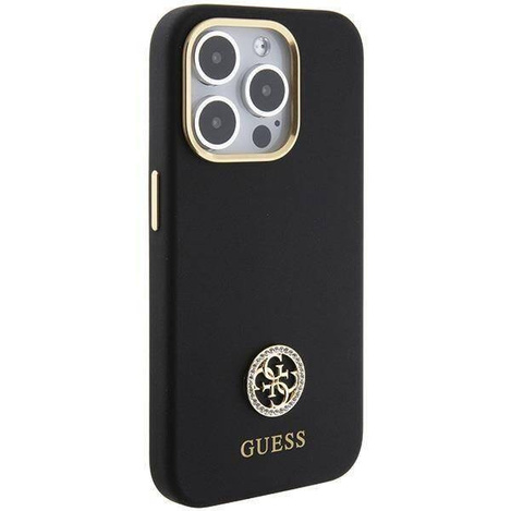 Original Case APPLE IPHONE 15 PRO Guess Hardcase Silicone Logo Strass 4G (GUHCP15LM4DGPK) black