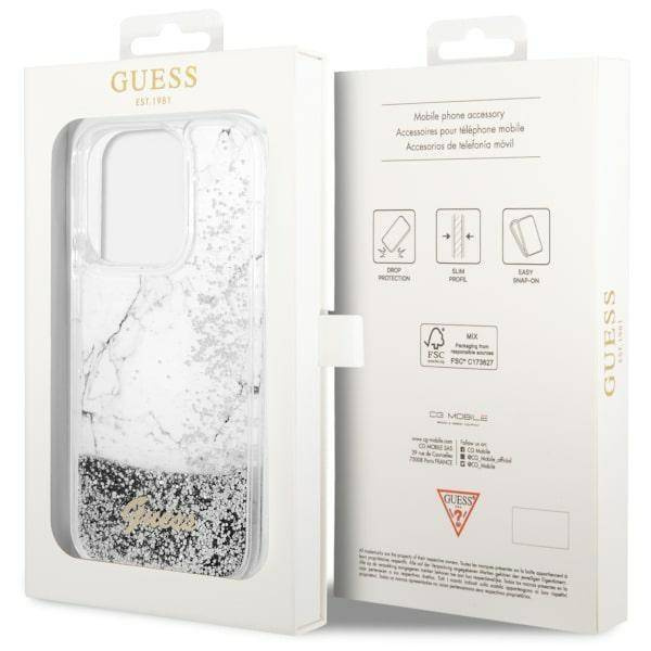 Guess GUHCP14XLCSGSGH iPhone 14 Pro Max 6,7" weiß/weißes Hardcase Liquid Glitter Marble