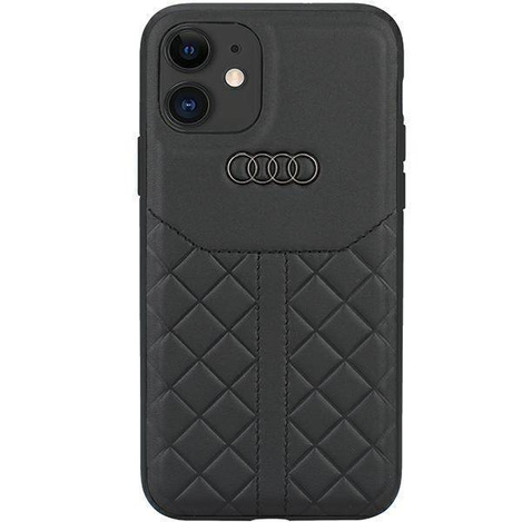 Audi Echtleder iPhone 12/12 Pro 6,1&quot; schwarz/schwarz Hardcase AU-TPUPCIP12P-Q8/D1-BK
