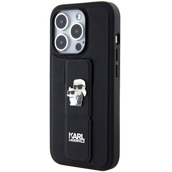 Karl Lagerfeld nakładka do iPhone 14 Pro 6,1" KLHCP14LGSAKCPK HC GRIPSTAND SAFFIANO KC PINS czarna