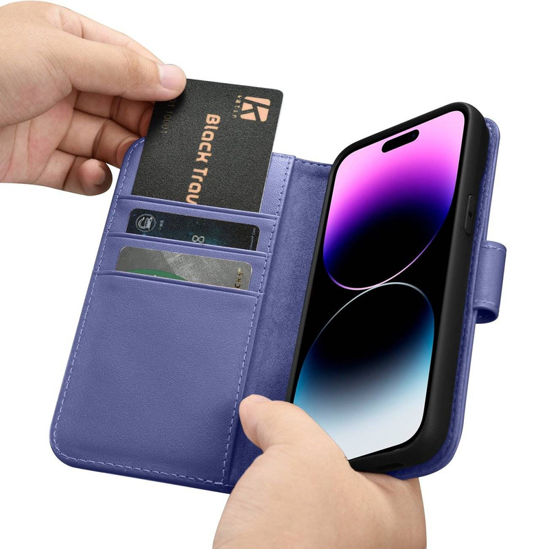 iCarer Wallet Case 2in1 iPhone 14 Pro Max Flip Leather Cover Anti-RFID Light Violet (WMI14220728-LP)