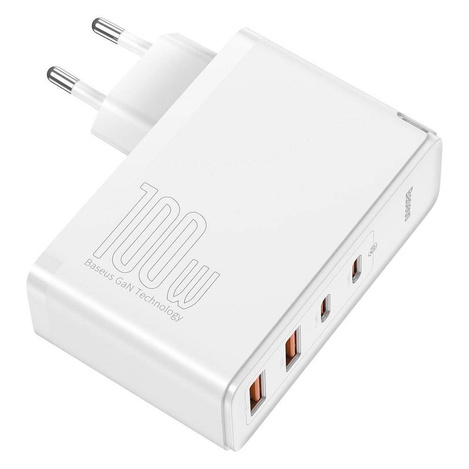 Baseus GaN2 Pro szybka ładowarka sieciowa 100W USB / USB Typ C Quick Charge 4+ Power Delivery biały (CCGAN2P-L02)