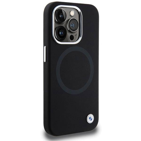BMW Signature Liquid Silicone MagSafe Hülle für iPhone 15 Pro – Schwarz
