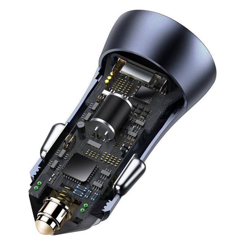 Ładowarka samochodowa Baseus Golden Contactor Pro, 2x USB, 40W (szara)