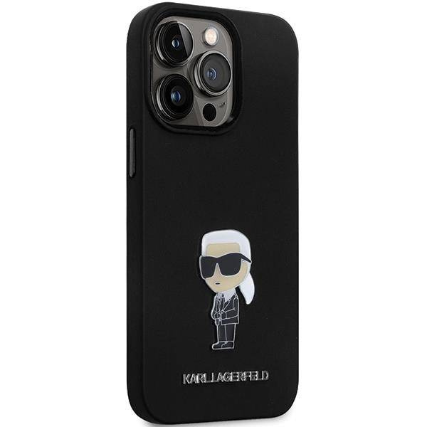 Karl Lagerfeld nakładka do iPhone 14 Pro 6,1" KLHCP14LSMHKNPK czarna HC Silicone Ikonik Metal Pin