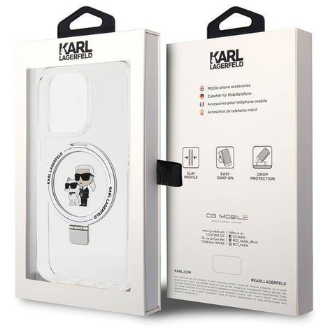 Karl Lagerfeld KLHMP14LHMRSKCH iPhone 14 Pro 6.1&quot; white/white hardcase Ring Stand Karl&amp;Choupette MagSafe