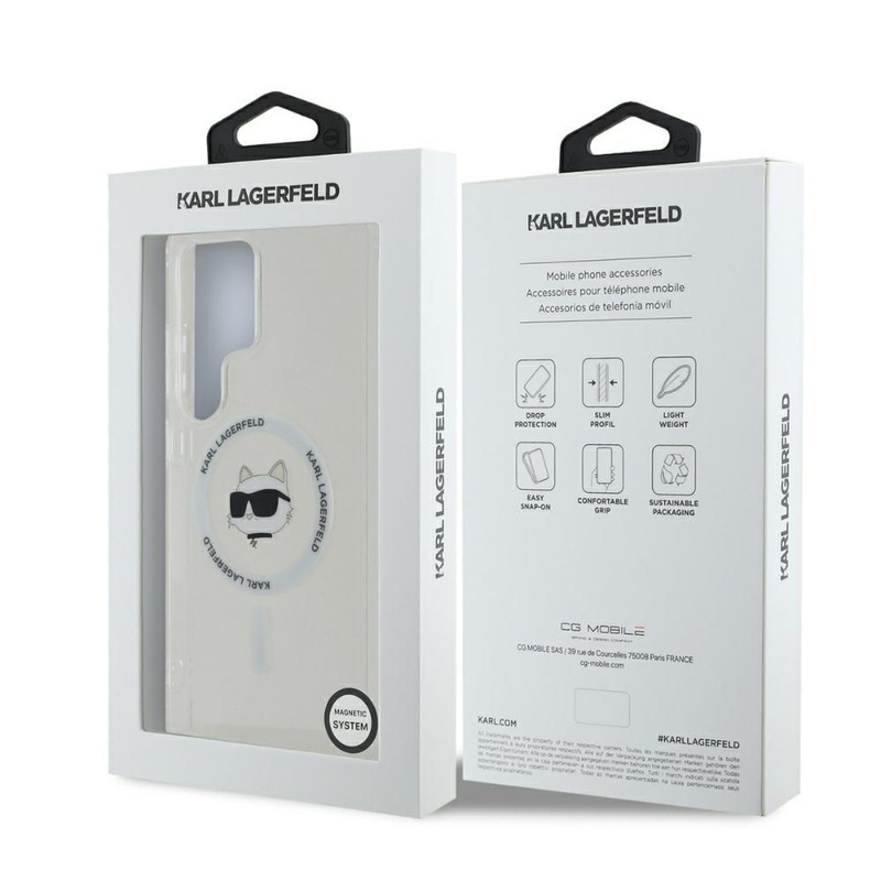 KARL LAGERFELD futerał do SAMSUNG S25 Ultra KLHMS25LHLSCHH (Magnetic IML Metal Choupette Head) biały