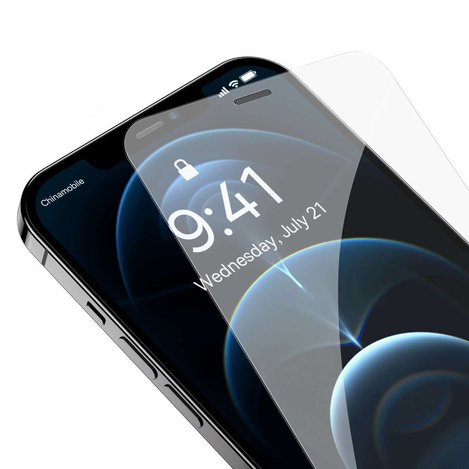 Baseus Vollbild-Hartglas für iPhone 12 Pro Max mit Lautsprecherabdeckung 0,4 mm + Montageset