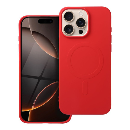 Futerał SILICONE MAG COVER (big hole) kompatybilny z MagSafe do IPHONE 16 Pro Max czerwony