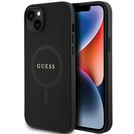 Original Case APPLE IPHONE 15 PLUS Guess Hardcase Saffiano MagSafe (GUHMP15MPSAHMCK) black
