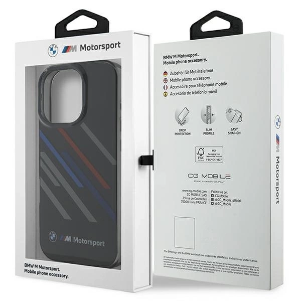 Etui BMW Motosport IML Random Stripes na iPhone 16 Pro Max - czarne