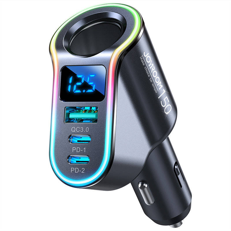 Joyroom Auto-Schnellladegerät 4in1 USB-A QC3.0 / 2xUSB-C PD 150W schwarz (JR-CL21)