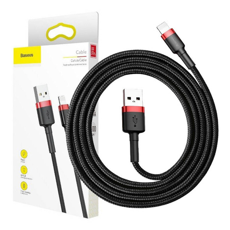 Baseus Cafule Cable - Kabel połączeniowy USB do Lightning, 2.4 A, 1 m (czerwony/czarny)