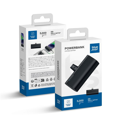 BLUE STAR powerbank 5000 mAh z wbudowanym złączem Lightning 2,1A W0556P czarny