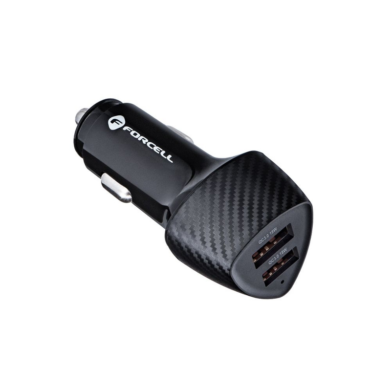 FORCELL CARBON ładowarka samochodowa USB QC 3.0 18W + USB QC 3.0 18W CC50-2A36W czarny (Total 36W)