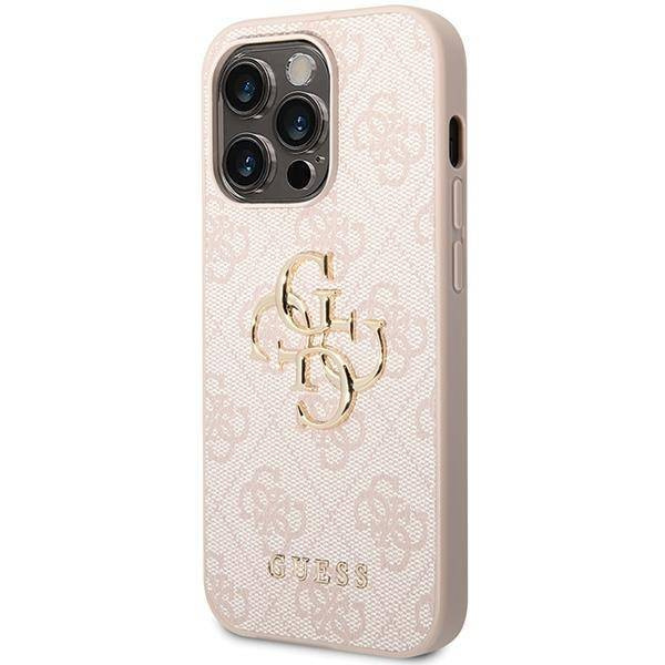 Guess 4G Big Metal Logo Hülle für iPhone 15 Pro – Rosa