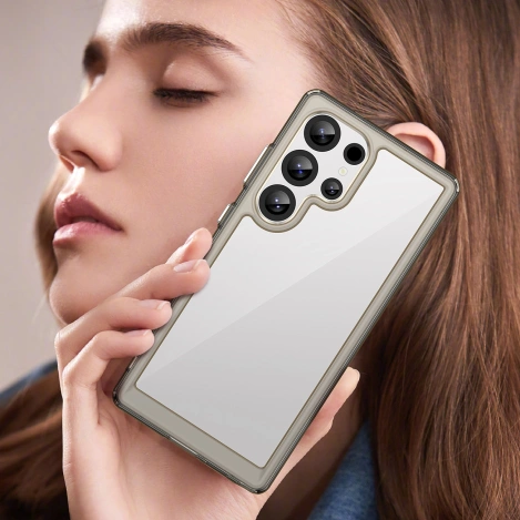 Etui silikonowe Outer Space Case z żelową ramką do Samsung Galaxy S25 Ultra - przezroczysto-czarne