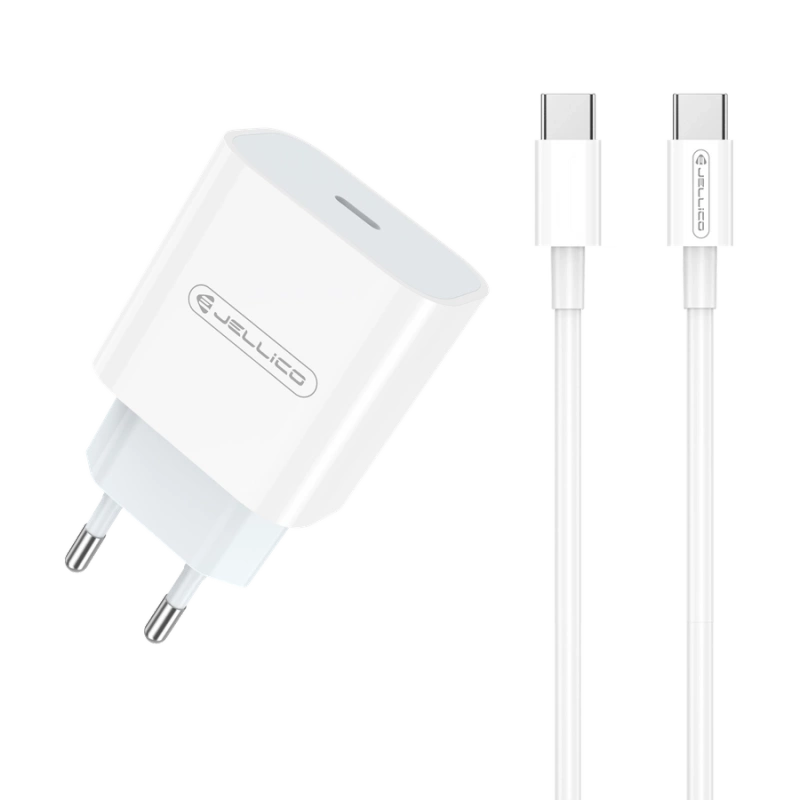 JELLICO Netz-Ladegerät AK180 PD 20W 1xUSB-C + Kabel USB-C - USB-C weiss