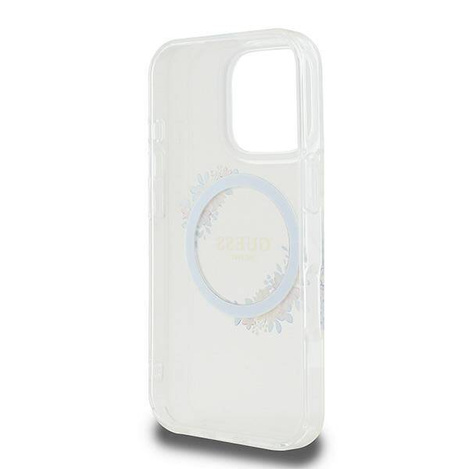 Original Case IPHONE 16 PRO Guess Hardcase IML Flowers Wreath MagSafe (GUHMP16LHFWFCT) transparent