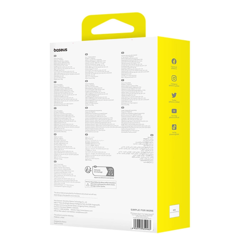 Baseus Qpow Pro+ 10000 mAh 22,5 W Powerbank mit integriertem USB-C-Kabel und Display – Schwarz