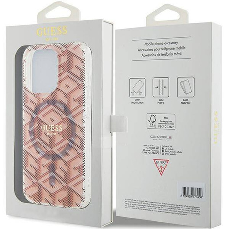 Oryginalne Etui GUESS Hardcase GUHMP15LHGCUSTGP do iPhone 15 Pro Max (Kompatybilny z Magsafe / IML GCUBE / różowy)