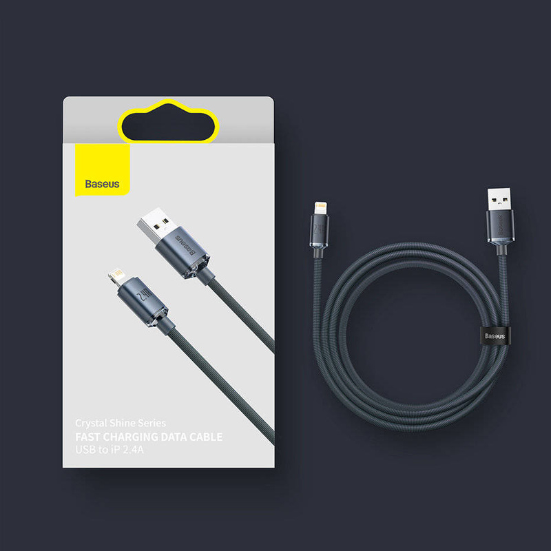 Baseus Crystal Shine Series Fast Charging Data Cable USB to iP 2.4A 2m Purple