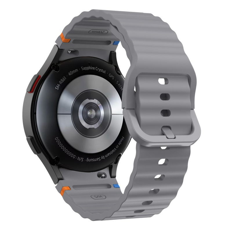 Pasek Tech-Protect Silicone Sport na Samsung Galaxy Watch 4 / 5 / 5 Pro / 6 / 7 / FE - szary