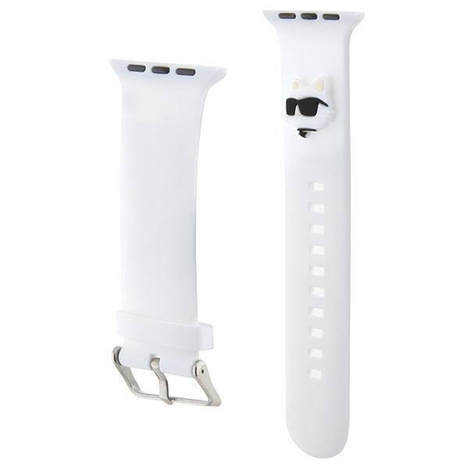 Armband für APPLE WATCH 4 / 5 / 6 / 7 / 8 / SE (38 / 40 / 41 MM) Karl Lagerfeld Strap 3D Rubber Choupette Head (Klawmsslcnh) weiß