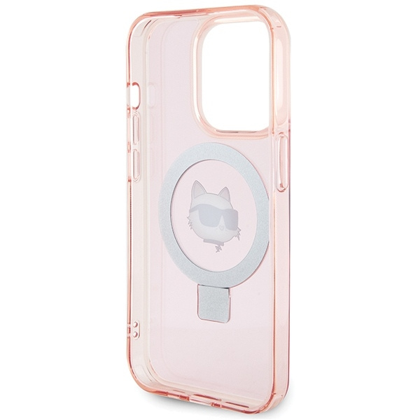 Karl Lagerfeld KLHMP15LHMRSCHP iPhone 15 Pro 6,1&quot; rosa/rosa Hardcase Ringständer Choupette Head MagSafe