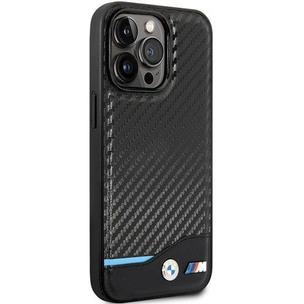 Hülle BMW BMHCP13L22NBCK iPhone 13 Pro / 13 6,1&quot; schwarz/schwarz Hardcase Leder Carbon