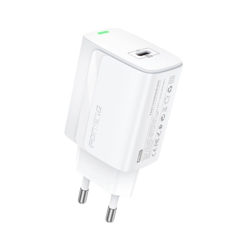 FONENG ładowarka sieciowa EU65 PD 20W 1xUSB-C + kabel USB-C - Lightning Biały