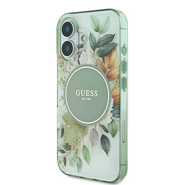 Guess IML Flower & Tonal Circle MagSafe - Etui iPhone 16 Plus (zielony)