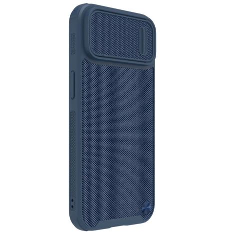 Nillkin Textured S Case für iPhone 14 Plus, gepanzerte Hülle mit Kameraabdeckung, blau
