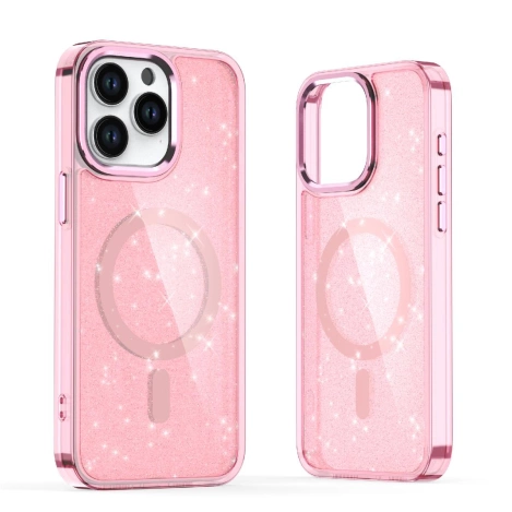 Glitter Case MagSafe for iPhone 16 Pro - pink with glitter