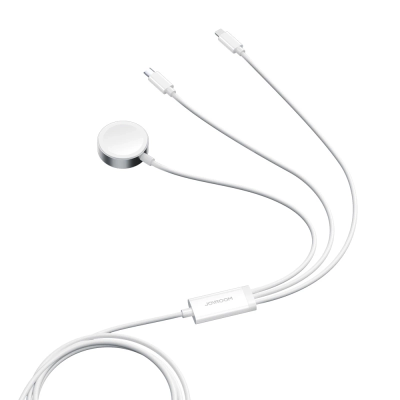 Joyroom S-IW008 3-in-1 cable magnetic charger USB-A - Lightning/USB-C 1.2m - white
