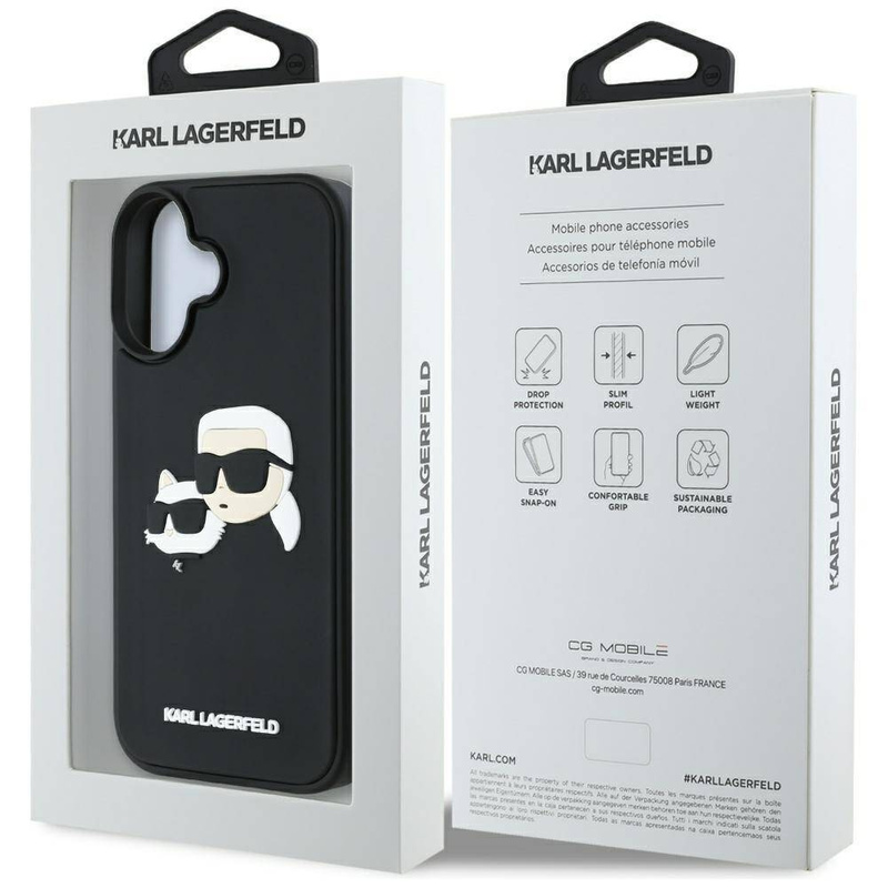 Etui IPHONE 16 Karl Lagerfeld HC 3D Rubber Double Heads czarne