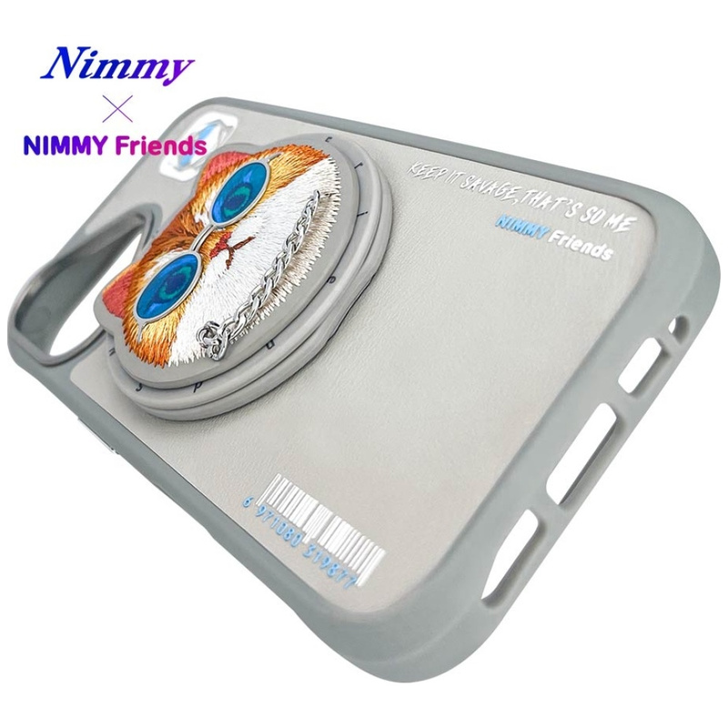 Etui Nimmy Glasses Cool Cat MagSafe do    iPhone 16 szary