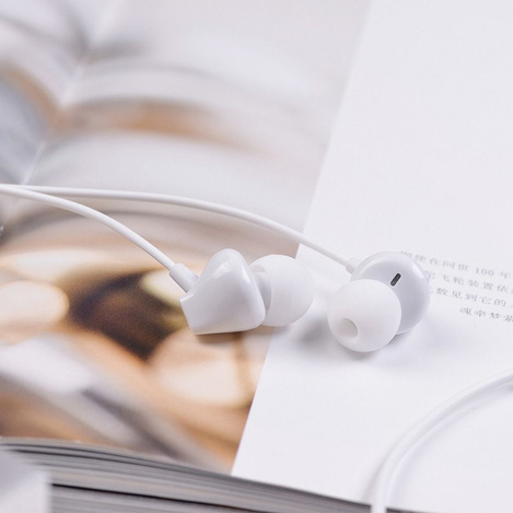 HOCO zestaw słuchawkowy / słuchawki dokanałowe jack 3,5mm z mikrofonem M60 białe