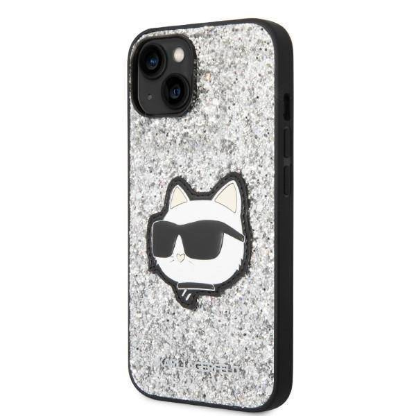 Karl Lagerfeld NFT Glitter Choupette Patch - Etui iPhone 14 (srebrny)