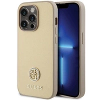 Etui Guess Strass Metal Logo do iPhone 15 Pro - złote