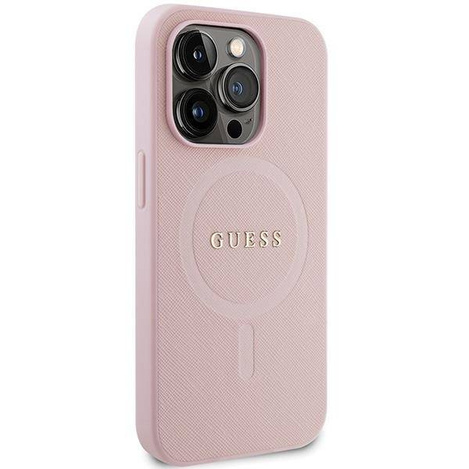 Guess GUHMP13LPSAHMCP case for iPhone 13 Pro / 13 - pink Saffiano MagSafe